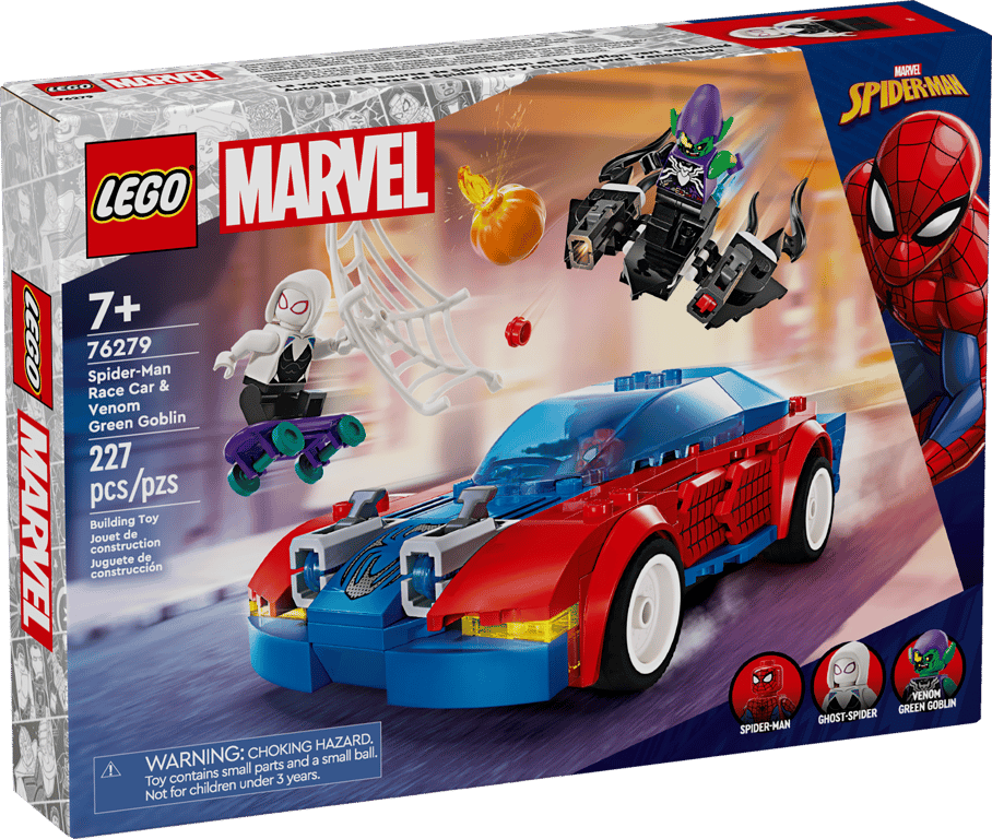 76279 Spider-Man Race Car & Venom Green Goblin PRE-OWNED CERTIFIED product image 2, provided for visual reference and