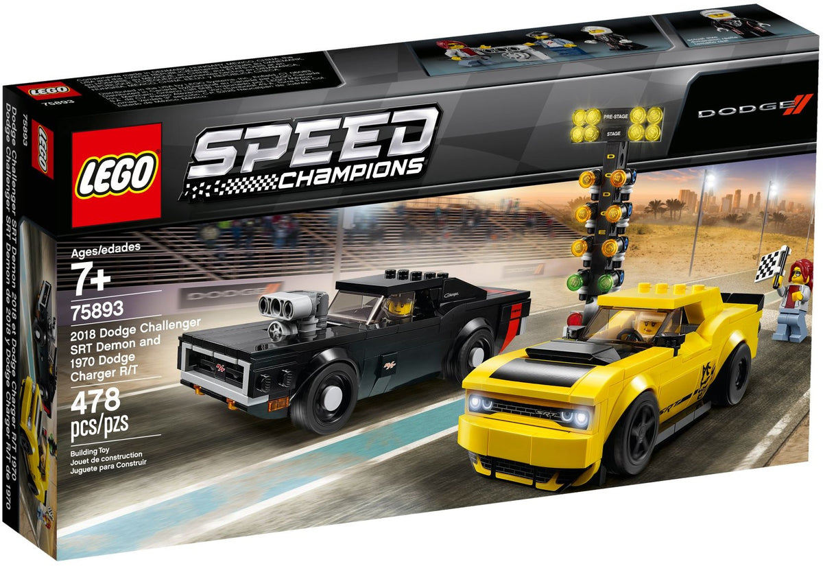 75893 LEGO 2018 Dodge Challenger SRT Demon and 1970 Dodge Charger R/T OPEN BOX NEW product image 1, provided for visual