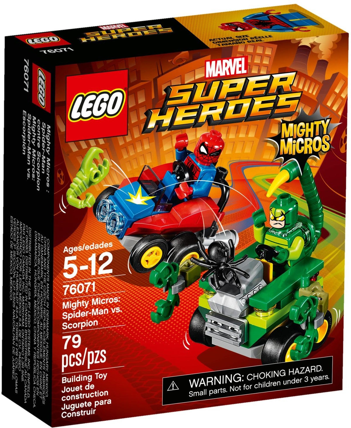 76071 Mighty Micros: Spider-Man vs. Scorpion PRE-OWNED CERTIFIED product image 1, provided for visual reference and product