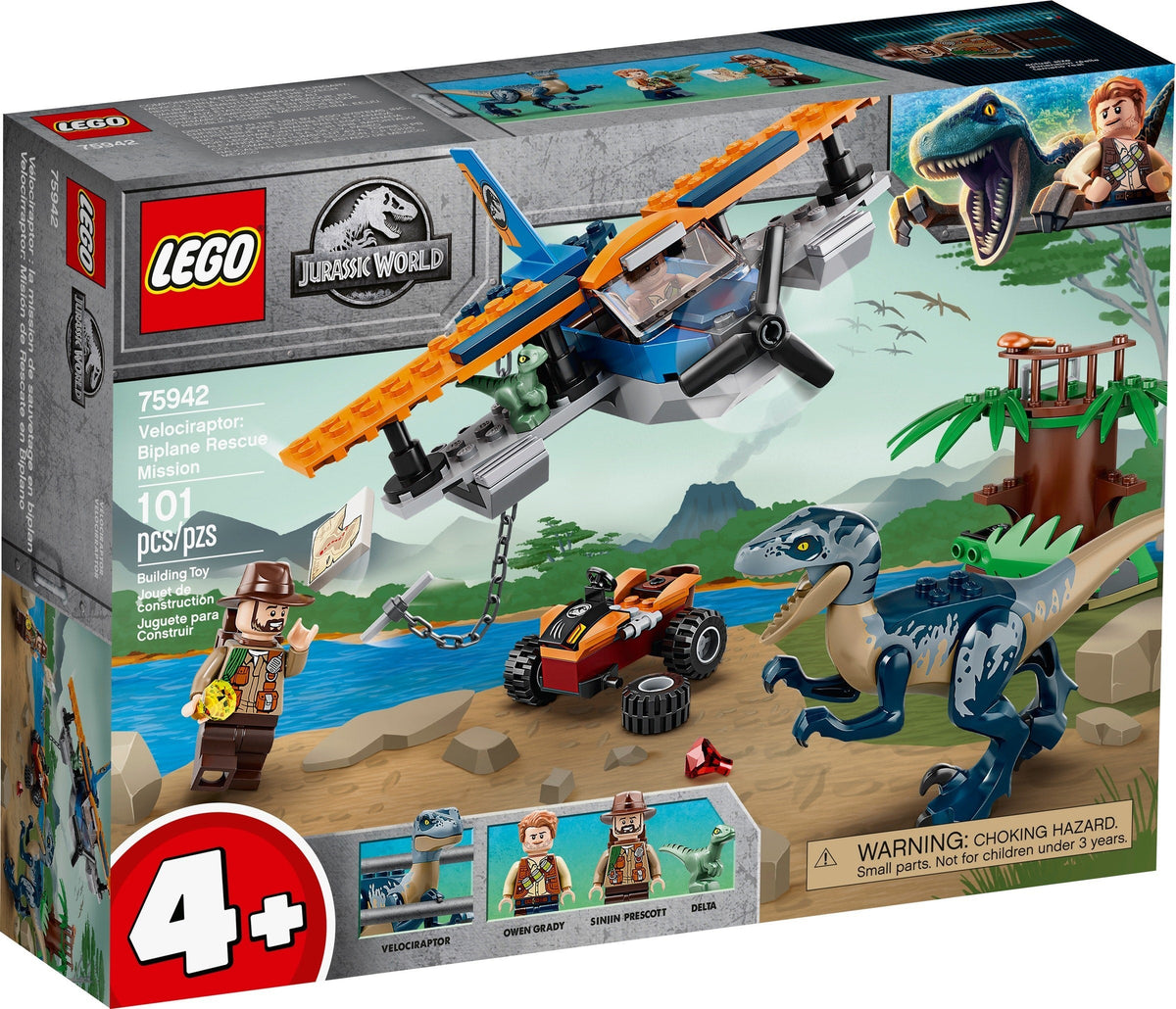 75942 LEGO Velociraptor: Biplane Rescue Mission product image 1, provided for visual reference and product detail review
