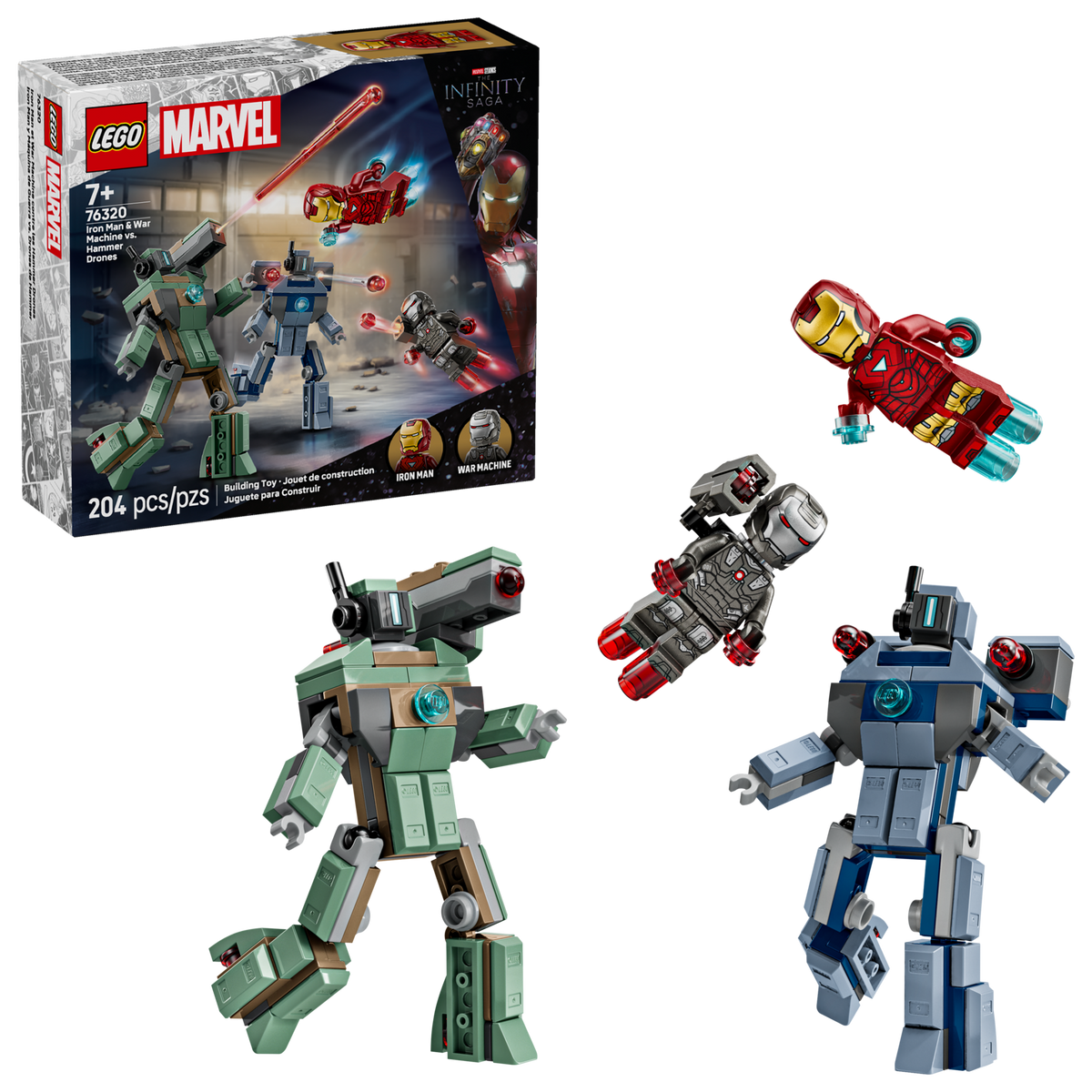 76320 Iron Man & War Machine vs. Hammer Drones product image 1, provided for visual reference and product detail review