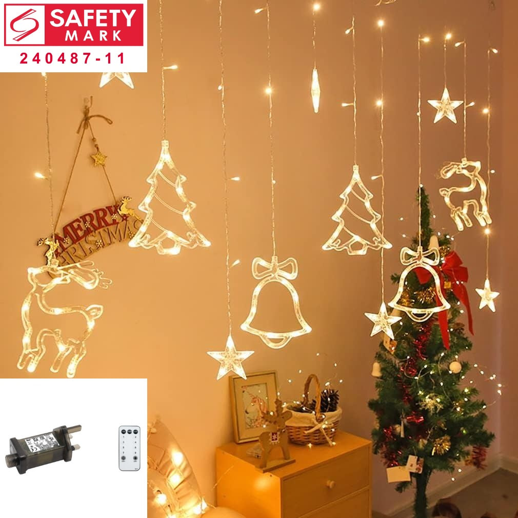 SG Safety Mark – 31V 3 Meter Warm White LED Icicle Curtain Fairy Lights