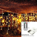 5 Meters Width Alternate Drop Battery USB Icicle Led Fairy Curtain Lights, Warm