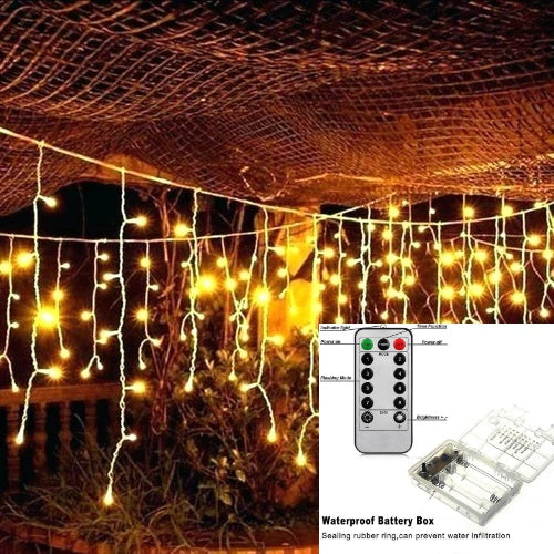 5 Meters Width Alternate Drop Battery USB Icicle Led Fairy Curtain Lights, Warm